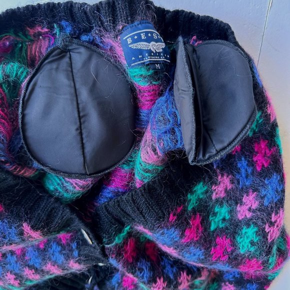 Best American Clothing Co Cardigan Medium Wool Blend Black Geometric Vin… - Picture 11 of 12